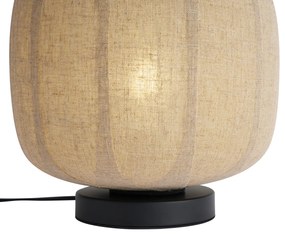 Candeeiro de Mesa Japandi Preto com Abajur de Linho Bege 28cm - Nami Japandi