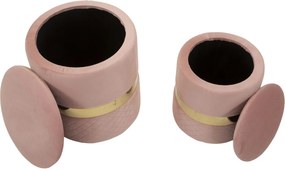 PUFE COM ARMAZENAMENTO SHEFFILD 2 PEÇAS Ø 37X42-28X35 CM ROSA E DOURADO