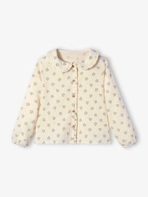 Oferta do IVA - Blusa em gaze de algodão, com folhos e motivos estampados, para menina branco medio estampado