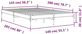 Estrutura de cama 140x200 cm derivados de madeira/metal