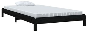 Cama empilhável 100x200 cm madeira de pinho maciça preto