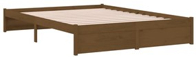 Estrutura de cama 140x200 cm madeira maciça castanho mel