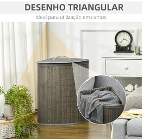 HOMCOM Cesto de Roupa de Bambu Capacidade de 55L Cesto para Roupa Suja