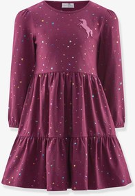 Vestido com unicórnio e estrelas Happy Girls para menina bordeaux