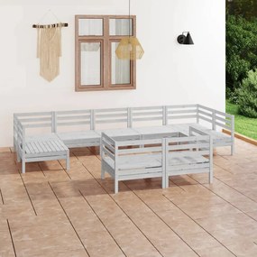 vidaXL 9 pcs conjunto lounge de jardim pinho maciço branco