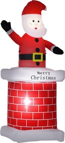 HOMCOM Pai natal insuflável exterior com Chaminé 2 Luzes LED e Insuflador Elétrico Decoração de Natal 80x70x210 cm Multicor | Aosom Portugal