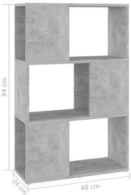 Estante/divisória 60x24x94 cm contraplacado cinzento-cimento