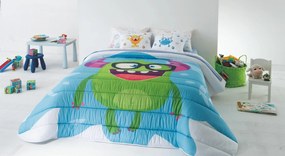 Edredom infantil Monster - Edredom infantil com almofadas: Colchas edredão 200x260 cm + 2 almofadas cheias 45x60 cm, com enchimento de 300 gr./m2 para inverno