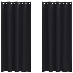 Cortinas com cortinas 2 pcs Preto 260 x 140 cm Poliéster