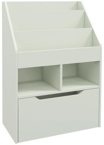 HOMCOM Estante de Madeira para Brinquedos com 3 Compartimentos 2 Prateleiras e Gaveta Móvel com 4 Rodas 60x29,9x90 cm Verde | Aosom Portugal