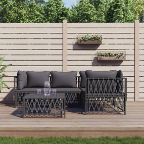 vidaXL 5 pcs conjunto lounge de jardim com almofadões aço antracite