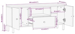 Móvel de TV 105x33x46 cm madeira de mangueira maciça