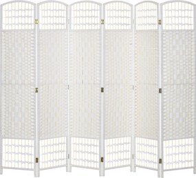 Biombo Separador de Ambientes de 6 Painéis Dobrável em Corda de Papel 160x170 cm Decoração para Quarto Branco
