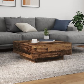 Mesa de Centro vidaXL com Luzes LED Madeira Antiga 80x80x31 cm