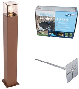 Candeeiro de exterior 70 cm castanho ferrugem com pico de terra e prensa-cabos - Denmark Industrial