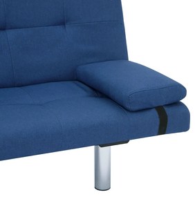 Sofá Cama Vivian - Cor Azul - Em Tecido, Estrutura em Madeira, Pernas