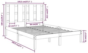 Cama sem colchão 140x190 cm madeira de pinho maciça branco