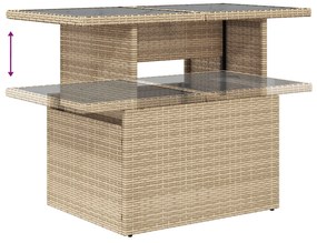 Conjunto de Sofá de 7 Peças para o Jardim com Almofadas Bege Rattan Po