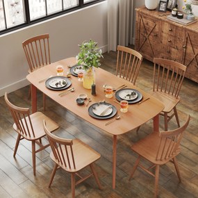 Mesa de jantar retangular para 6 pessoas 150 x 80 x 76 cm (CADEIRAS NÃO INCLUIDAS), mesa de cozinha de 150 cm em madeira maciça ,efeito madeira natura
