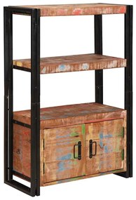 vidaXL Estante com Portas Castanho Madeira Sólida Recuperada e Metal