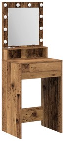 Mesa de Maquilhagem  com Luzes LED - Madeira Antiga, 50x41x135 cm