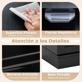 Armário despensa cozinha com 2 portas e prateleiras ajustáveis 59 x 30 x 104 cm Preto