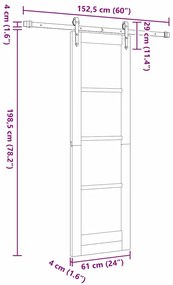 Porta Deslizante vidaXL com Conjunto de Ferragens 'ORKDAL'Branca 61x19