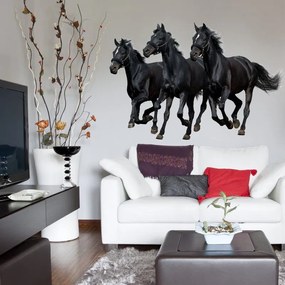Autocolante de parede - Três cavalos negros