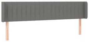 Cabeceira cama c/ luzes LED tecido 163x16x78/88cm cinza-escuro