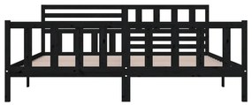 Estrutura de cama 200x200 cm madeira maciça preto