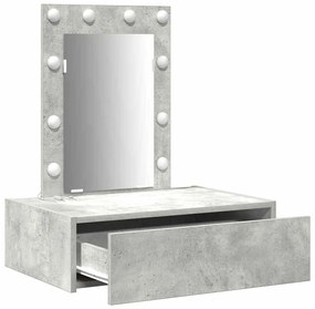 Mesa de Maquiagem Suspensa com Luzes LED Cinza Concreto