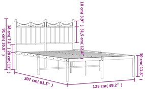 Estrutura de cama com cabeceira 120x200 cm metal preto