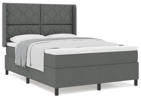 Cama com Estrado e Colchão Cinza Escuro 140 x 190 cm em Tecido