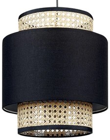 Candeeiro de teto suspenso em rattan preto natural 186 cm BOERI Beliani