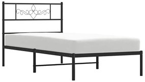 Estrutura de cama com cabeceira 100x200 cm metal preto