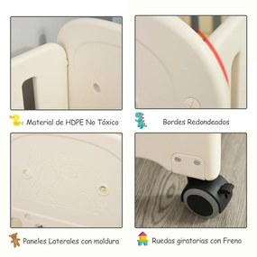HOMCOM Berço para bebê 0-3 anos, berço ajustável em 2 alturas 2 a 25 kg conversível em cadeira de balanço com 4 rodas e freios 107x70x100 cm bege