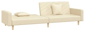 Sofá-cama 2 lugares com duas almofadas tecido cor creme