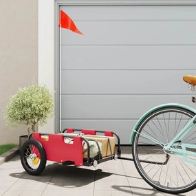 vidaXL Reboque de bicicleta tecido oxford/ferro vermelho