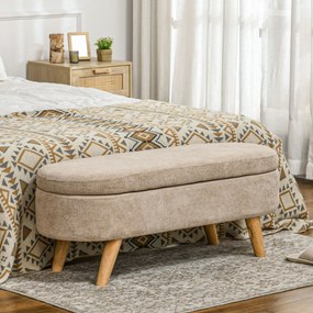 Banco para Pé de Cama Banco de Armazenamento com Pés de Madeira e Assento Acolchoado 110x40x43 cm Bege