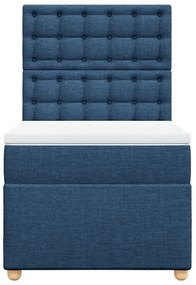 Cama com molas/colchão 90x200 cm tecido azul