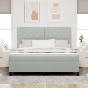 Cama Box Spring vidaXL com Colchão Cinza Claro Super King Veludo