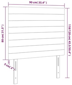 Cabeceira de cama c/ LED tecido 90x5x118/128cm preto