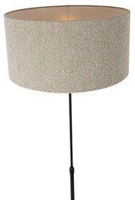 Candeeiro de pé preto ajustável com abajur Bouclé bege 50 cm - Parte Design