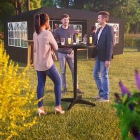 Mesa bar alta em alumínio Ø60cm regulável em altura preta