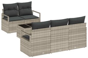 Conjunto de Sofá de Jardim vidaXL 6 Peças com Almofadas Cinza Claro Ra