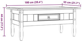 Mesa de centro Corona Range em pinho mexicano 100x55x44 cm