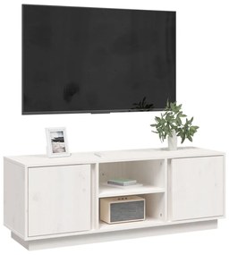 Móvel de TV 110x35x40,5 cm madeira de pinho maciça branco