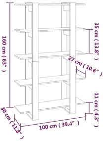 Estante/divisória 100x30x160 cm cor sonoma cinza