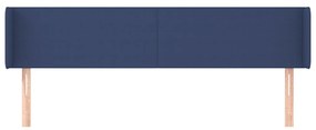Cabeceira de cama c/ abas tecido 203x16x78/88 cm azul