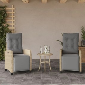 vidaXL Cadeiras jardim reclináveis 2 pcs c/ apoio de pés bege mistura